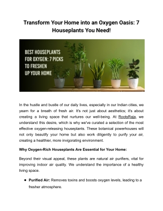 Transform Your Home into an Oxygen Oasis: 7 Houseplants You Need!
