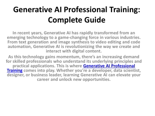 generative ai professional training complete guide