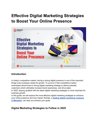 Effective Digital Marketing Strategies to Boost Your Online Presence
