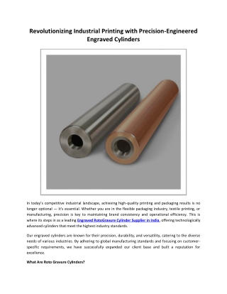 Revolutionizing Industrial Printing with Precision-Engineered Engraved Cylinders