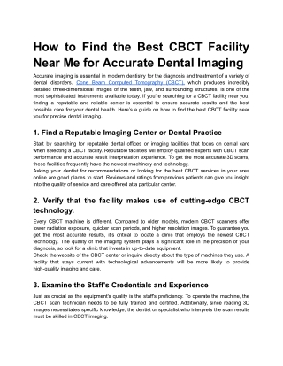 How to Find the Best CBCT Facility Near Me for Accurate Dental Imaging