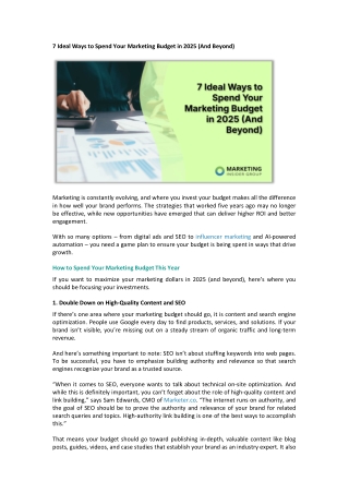 7 Ideal Ways to Spend Your Marketing Budget in 2025 (And Beyond)