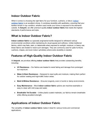 Indoor Outdoor Fabric