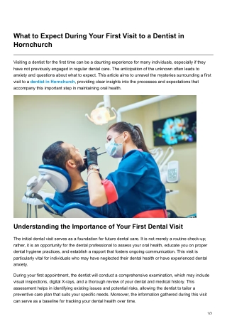 What to Expect During Your First Visit to a Dentist in Hornchurch