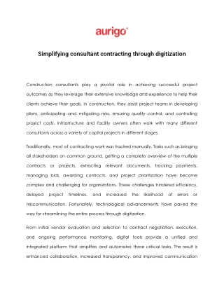 Simplifying consultant contracting through digitization