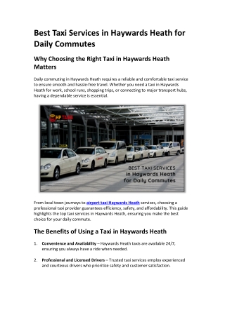 best taxi services in haywards heath for daily