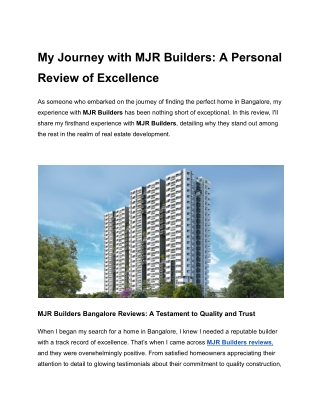 My Journey with MJR Builders_ A Personal Review of Excellence