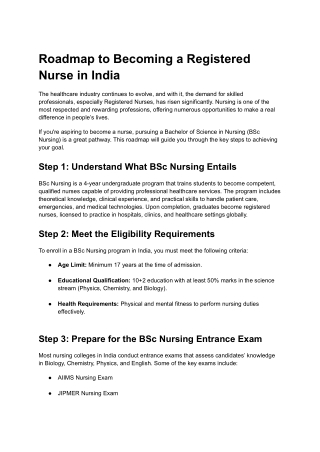 Roadmap to Becoming a Registered Nurse in India