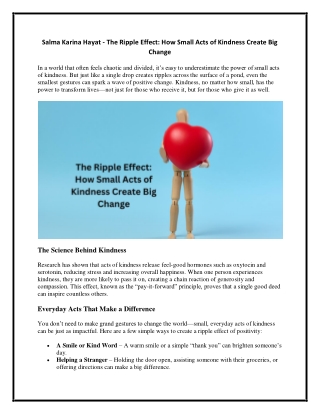 Salma Karina Hayat - The Ripple Effect - How Small Acts of Kindness Create Big Change