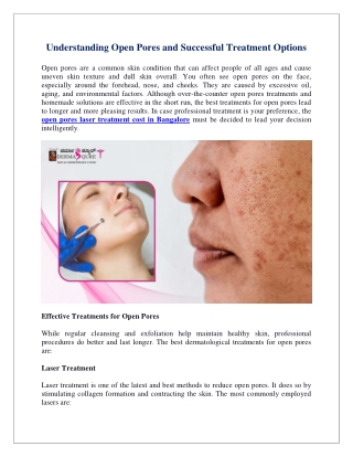 understanding open pores and successful treatment