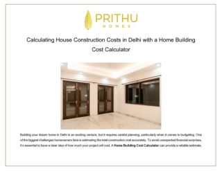 Calculating House Construction Costs in Delhi with a Home Building Cost Calculat