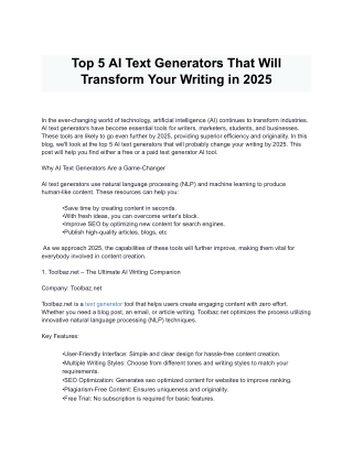 Top 5 AI Text Generators That Will Transform Your Writing in 2025