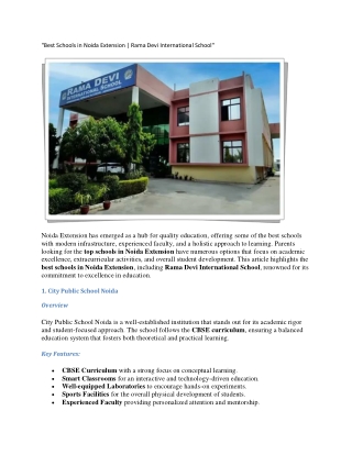 Best Schools in Noida Extension | Rama Devi International School"