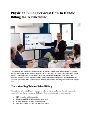Physician Billing Services: How to Handle Billing for Telemedicine