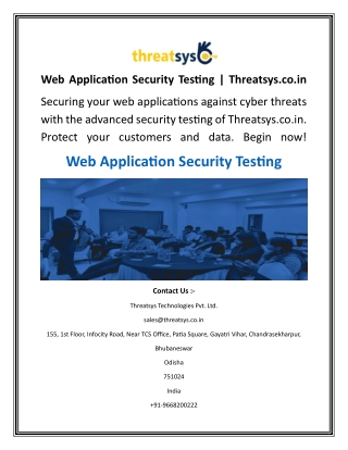 Web Application Security Testing  Threatsys.co.in