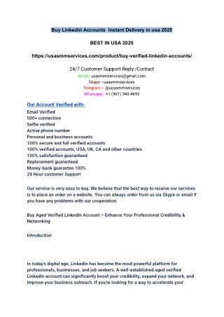 Buy Linkedin Accounts  Instant Delivery in usa 2025
