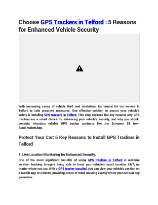 Choose GPS Trackers in Telford _ 5 Reasons for Enhanced Vehicle Security