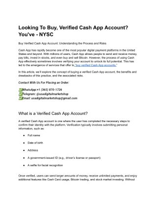 Buy Verified Cash App Account_ Understanding the Process and Risks