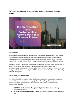 ISO Certification and Sustainability_ Neom’s Path to a Greener Future