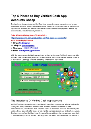Top 5 Places to Buy Verified Cash App Accounts Cheap