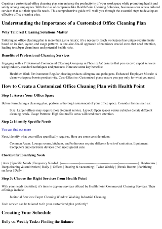 creating a customized office cleaning plan