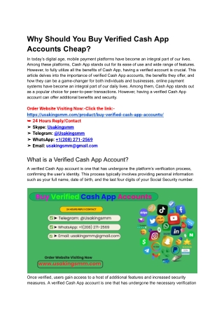 Why Should You Buy Verified Cash App Accounts Cheap