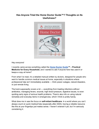 has anyone tried the home doctor guide thoughts