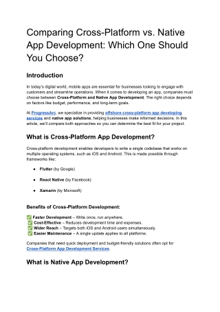 comparing cross platform vs native