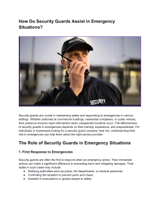 how do security guards assist in emergency