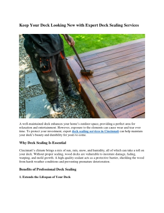 Keep Your Deck Looking New with Expert Deck Sealing Services