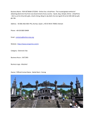 business name for vietnam citizens online visa