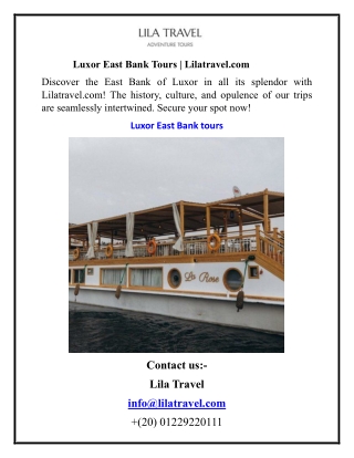 Luxor East Bank Tours  Lilatravel.com
