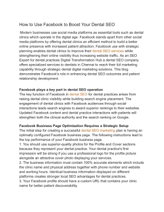 how to use facebook to boost your dental seo