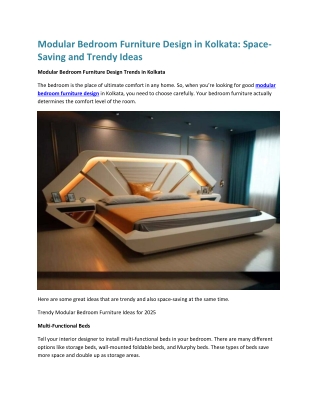 Modular Bedroom Furniture Design in Kolkata Space Saving and Trendy Ideas