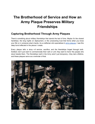 The Brotherhood of Service and How an Army Plaque Preserves Military Friendships