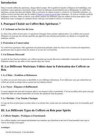 Découvrez les Différents Types de Coffrets en Bois pour Spirits
