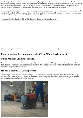 maintaining a clean workplace is essential