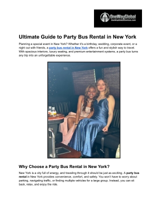 Ultimate Guide to Party Bus Rental in New York