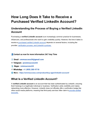 How Long Does It Take to Receive a Purchased Verified LinkedIn Account_