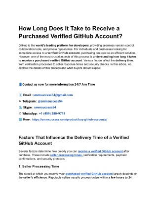 How Long Does It Take to Receive a Purchased Verified GitHub Account_