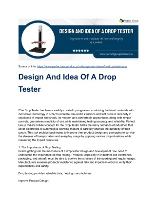 Design And Idea Of A Drop Tester