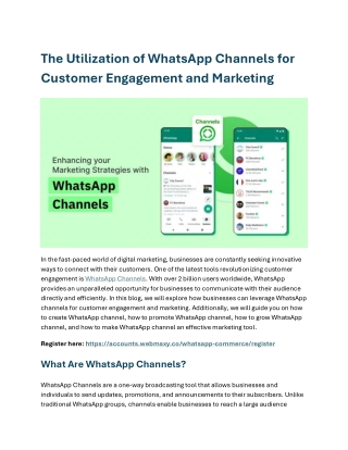 The Utilization of WhatsApp Channels for Customer Engagement1