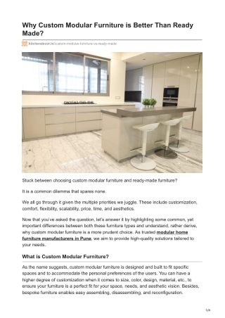 Why Custom Modular Furniture is Better Than Ready Made?