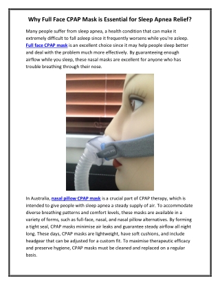 Why Full Face CPAP Mask is Essential for Sleep Apnea Relief.docx