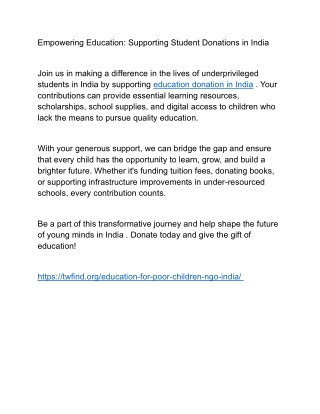 Empowering Education: Supporting Student Donations in India