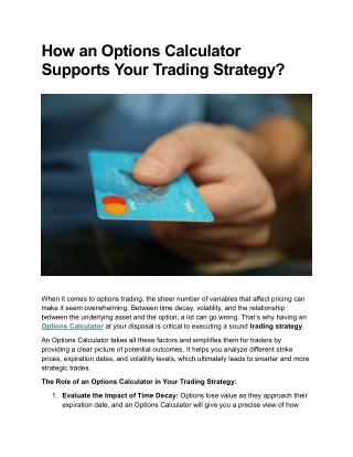 How an Options Calculator Supports Your Trading Strategy
