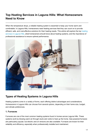 Top Heating Services in Laguna Hills What Homeowners Need to Know