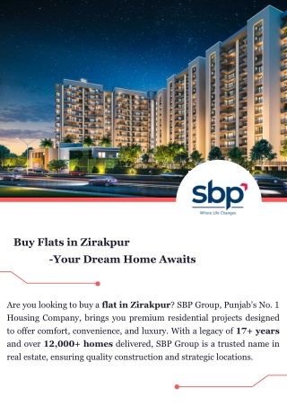 Buy Flats in Zirakpur – Your Dream Home Awaits