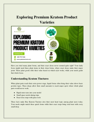 Exploring Premium Kratom Product Varieties