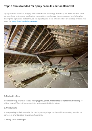 Top 10 Tools Needed for Spray Foam Insulation Removal